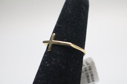 14k Yellow Gold Cross Band Ring (Size 6 1/2)