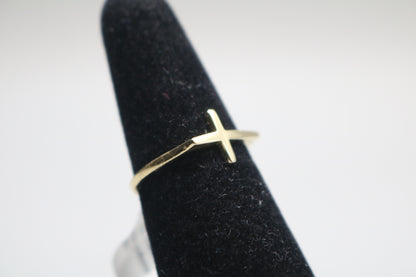 14k Yellow Gold Cross Band Ring (Size 6 1/2)