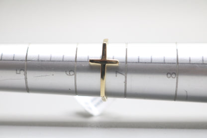 14k Yellow Gold Cross Band Ring (Size 6 1/2)