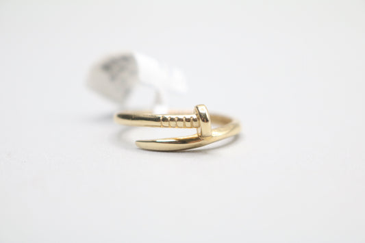 14k Yellow Gold Curved Nail Ring (Size 9)