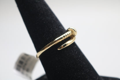 14k Yellow Gold Curved Nail Ring (Size 9)