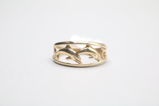 10k Yellow Gold Fancy Dolphin Ring (Size 8 1/2)