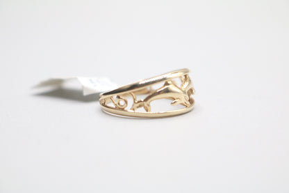 10k Yellow Gold Fancy Dolphin Ring (Size 8 1/2)