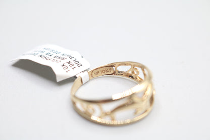 10k Yellow Gold Fancy Dolphin Ring (Size 8 1/2)
