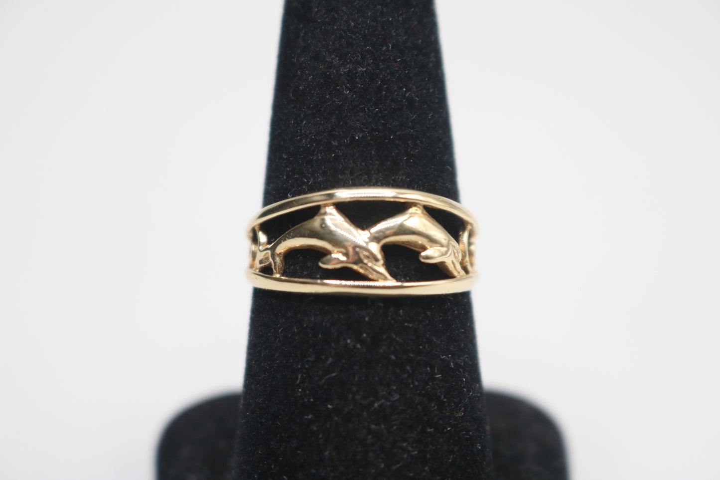 10k Yellow Gold Fancy Dolphin Ring (Size 8 1/2)