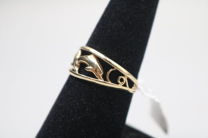10k Yellow Gold Fancy Dolphin Ring (Size 8 1/2)