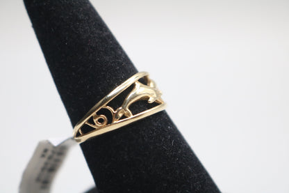 10k Yellow Gold Fancy Dolphin Ring (Size 8 1/2)