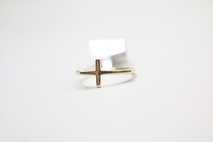 14K Yellow Gold Cross Band Ring (Size 6 3/4)