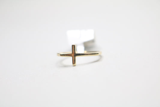 14K Yellow Gold Cross Band Ring (Size 6 3/4)