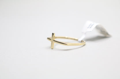 14K Yellow Gold Cross Band Ring (Size 6 3/4)
