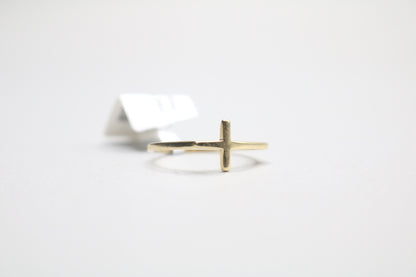 14K Yellow Gold Cross Band Ring (Size 6 3/4)