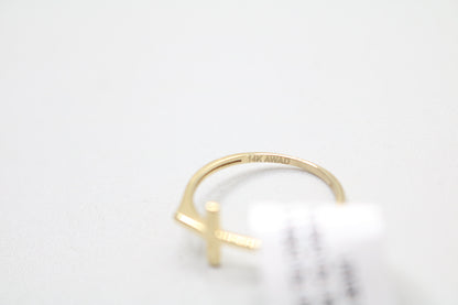 14K Yellow Gold Cross Band Ring (Size 6 3/4)