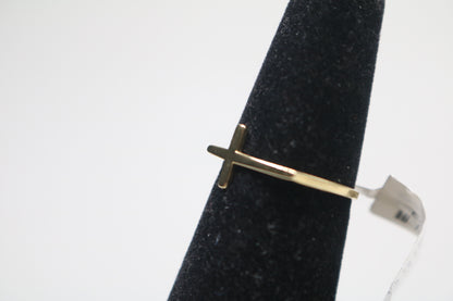 14K Yellow Gold Cross Band Ring (Size 6 3/4)