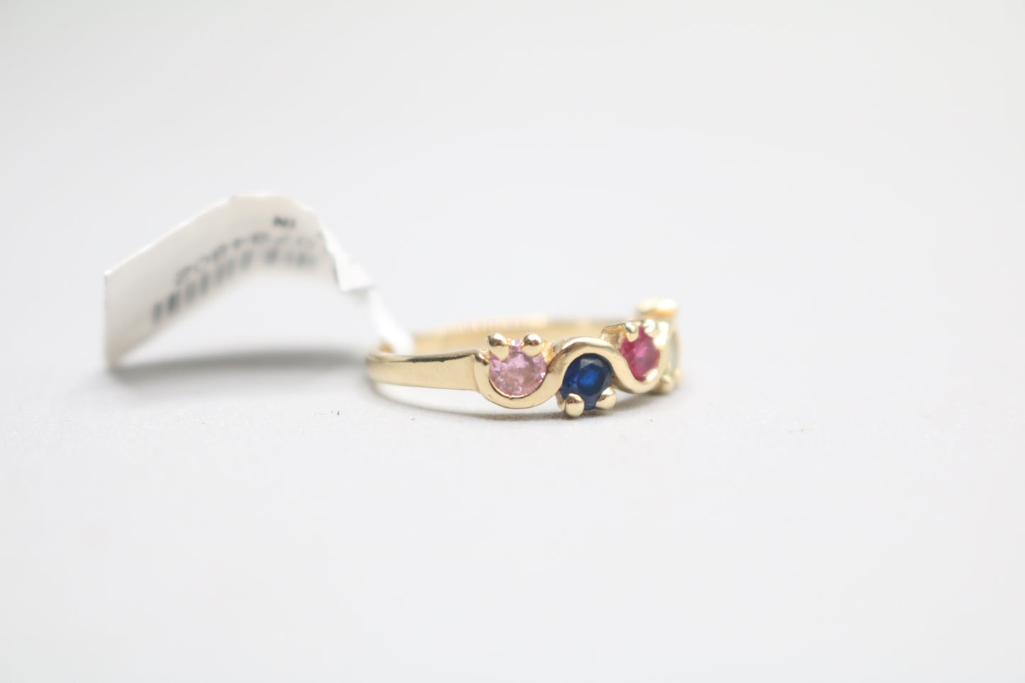 14k Yellow Gold Wave Multi-Color Stone Ring (Size 6 1/4)