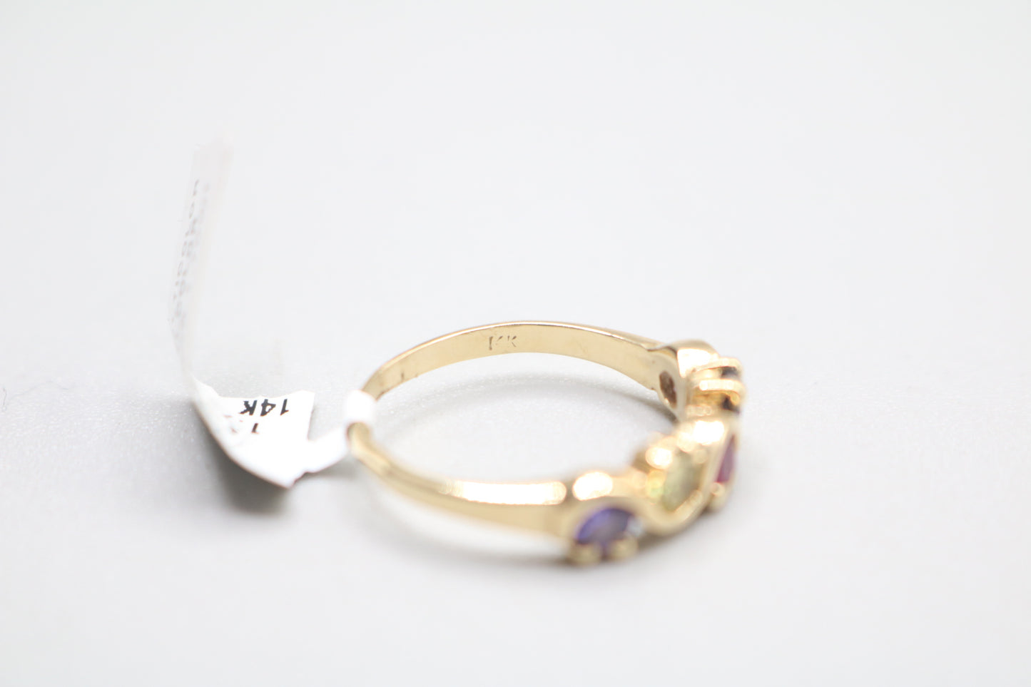 14k Yellow Gold Wave Multi-Color Stone Ring (Size 6 1/4)