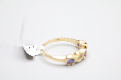 14k Yellow Gold Wave Multi-Color Stone Ring (Size 6 1/4)