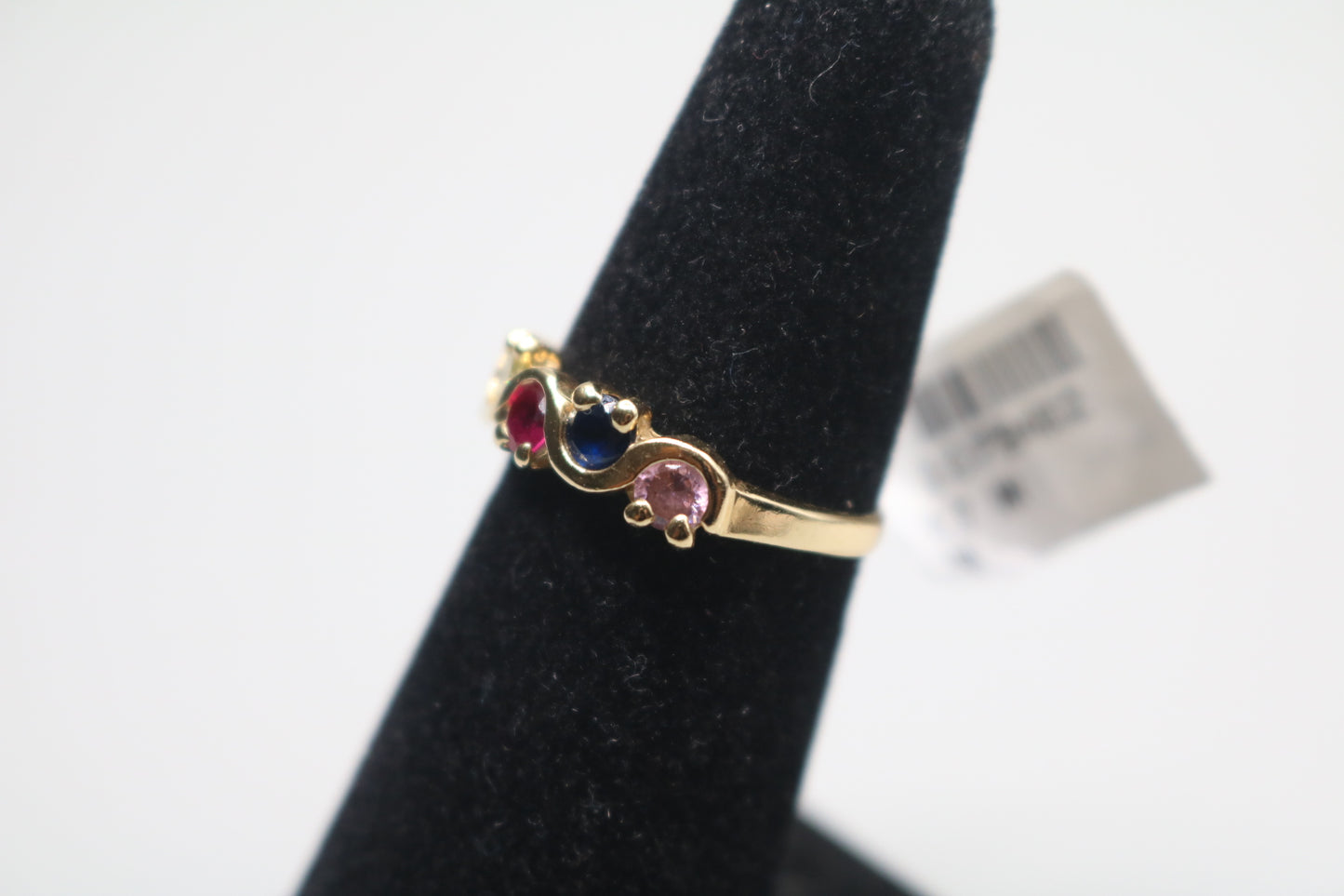 14k Yellow Gold Wave Multi-Color Stone Ring (Size 6 1/4)