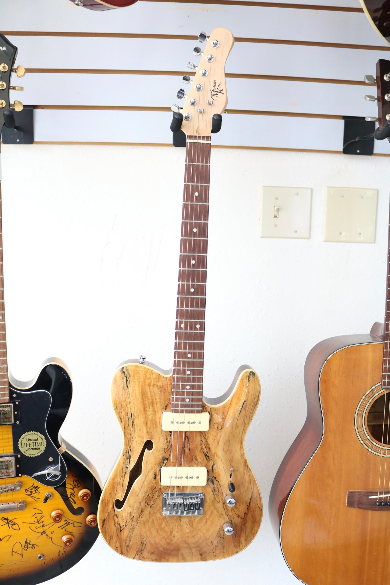 Michael Kelly 58 Thinline Semi-Hollow Spalted Maple Electric Guitar (No Shipping)