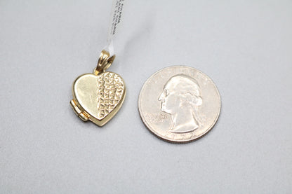 14k Yellow Gold Heart Locket Charm