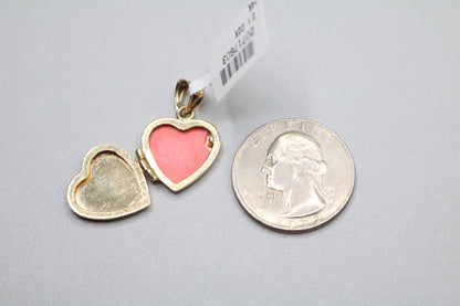 14k Yellow Gold Heart Locket Charm