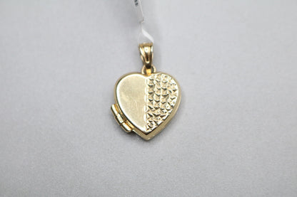 14k Yellow Gold Heart Locket Charm