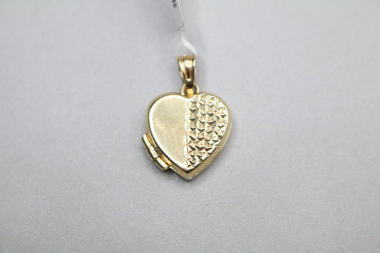 14k Yellow Gold Heart Locket Charm