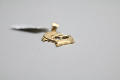 14k Yellow Gold Double Dolphin Heart Charm