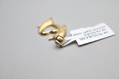 14k Yellow Gold Double Dolphin Heart Charm