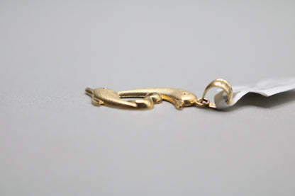 14k Yellow Gold Double Dolphin Heart Charm