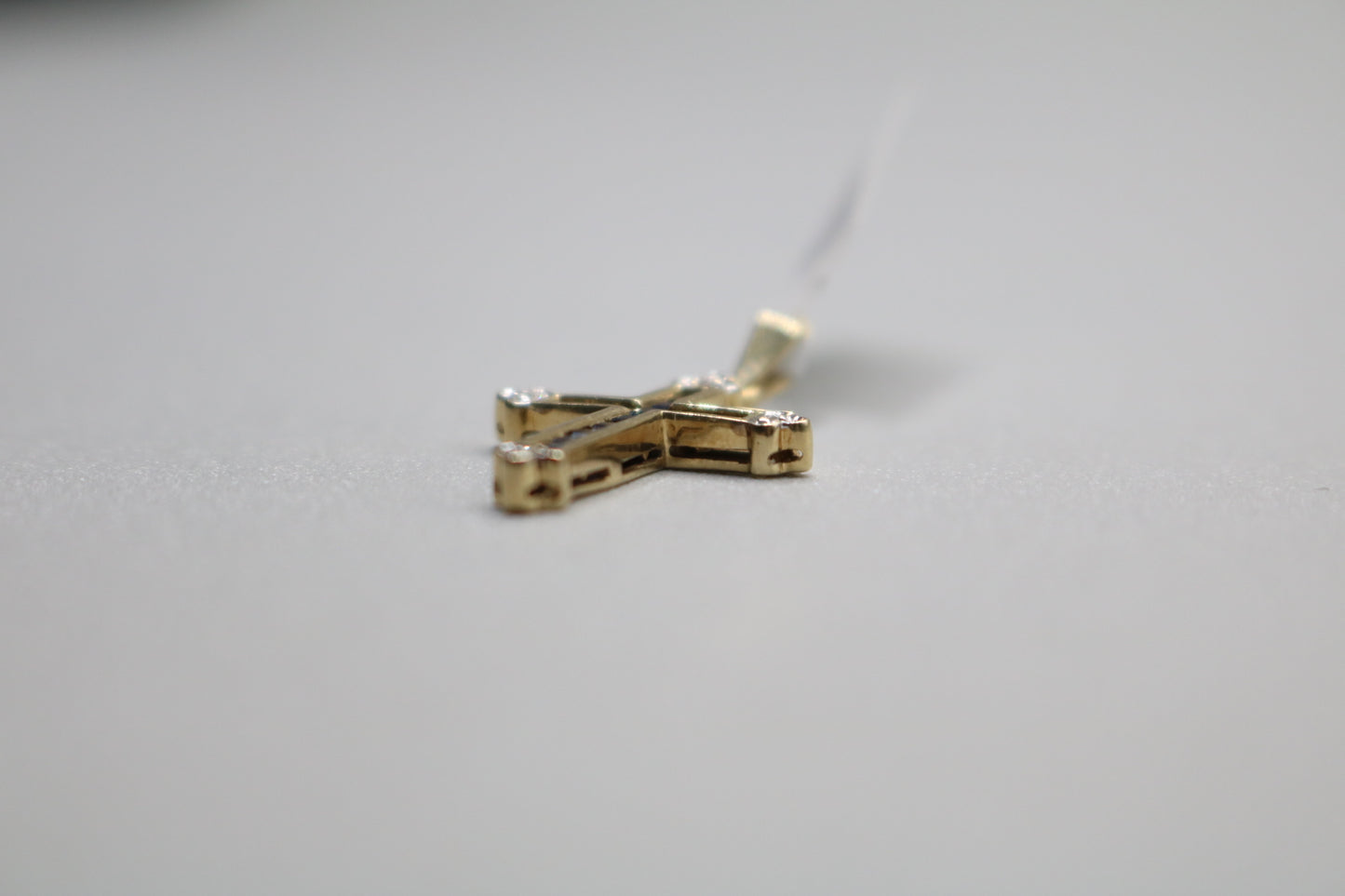 10k Yellow Gold Sapphire w/Diamond Cross Charm