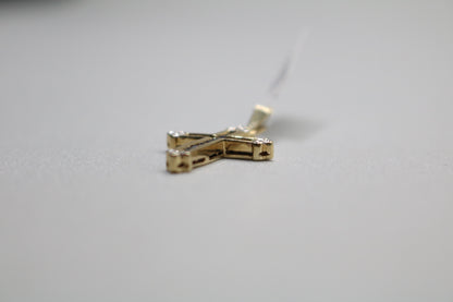 10k Yellow Gold Sapphire w/Diamond Cross Charm
