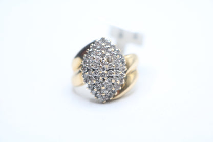 14K Yellow Gold Diamond Cluster Cocktail Ring (Size 7)