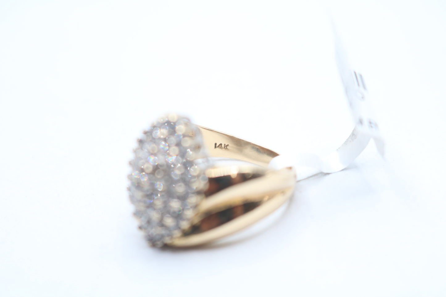 14K Yellow Gold Diamond Cluster Cocktail Ring (Size 7)