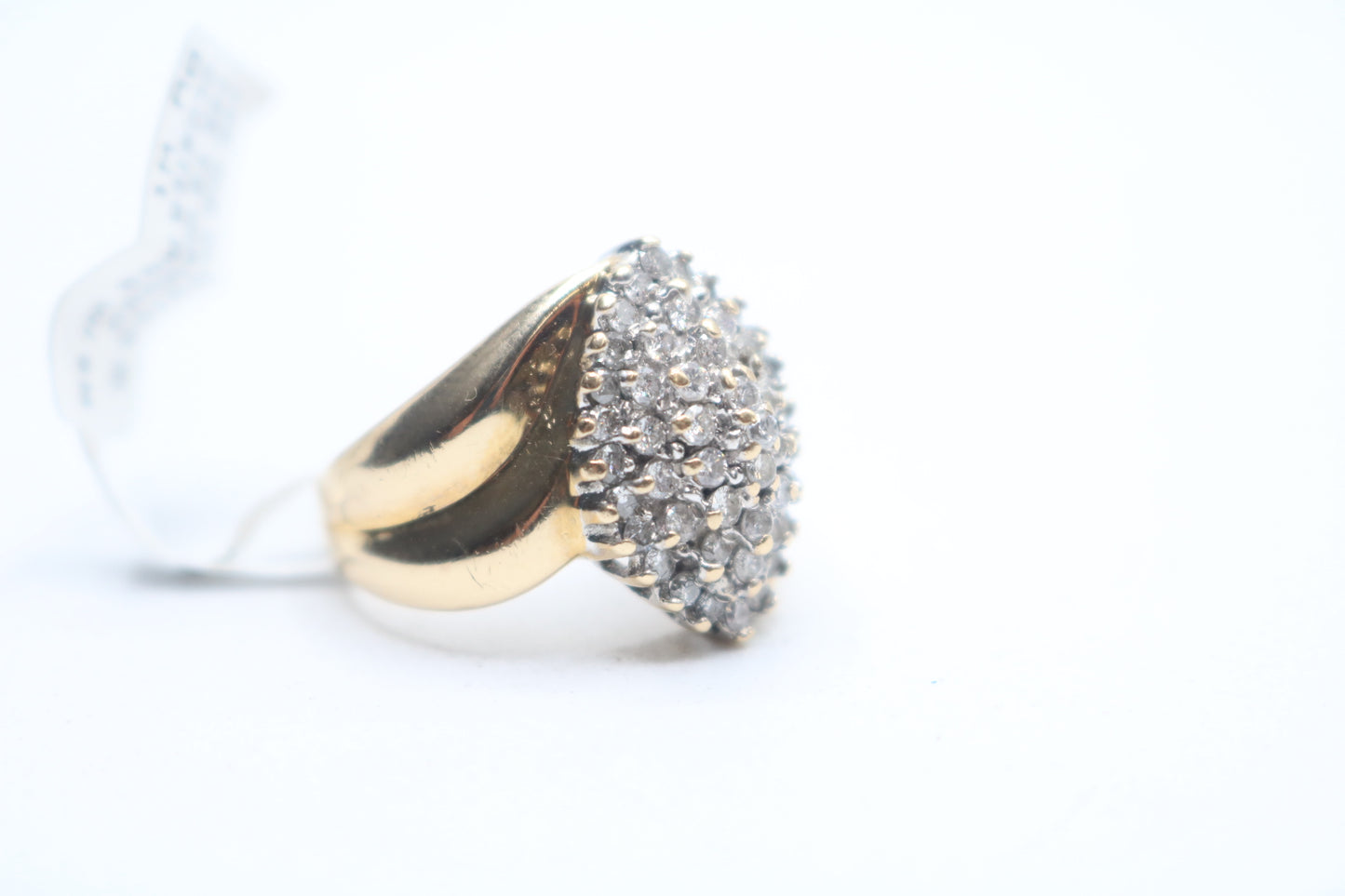14K Yellow Gold Diamond Cluster Cocktail Ring (Size 7)