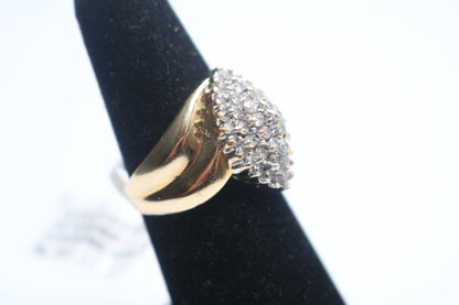 14K Yellow Gold Diamond Cluster Cocktail Ring (Size 7)