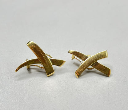 Tiffany & Co. Picasso 18K Yellow Gold Vintage Graffiti X Earrings