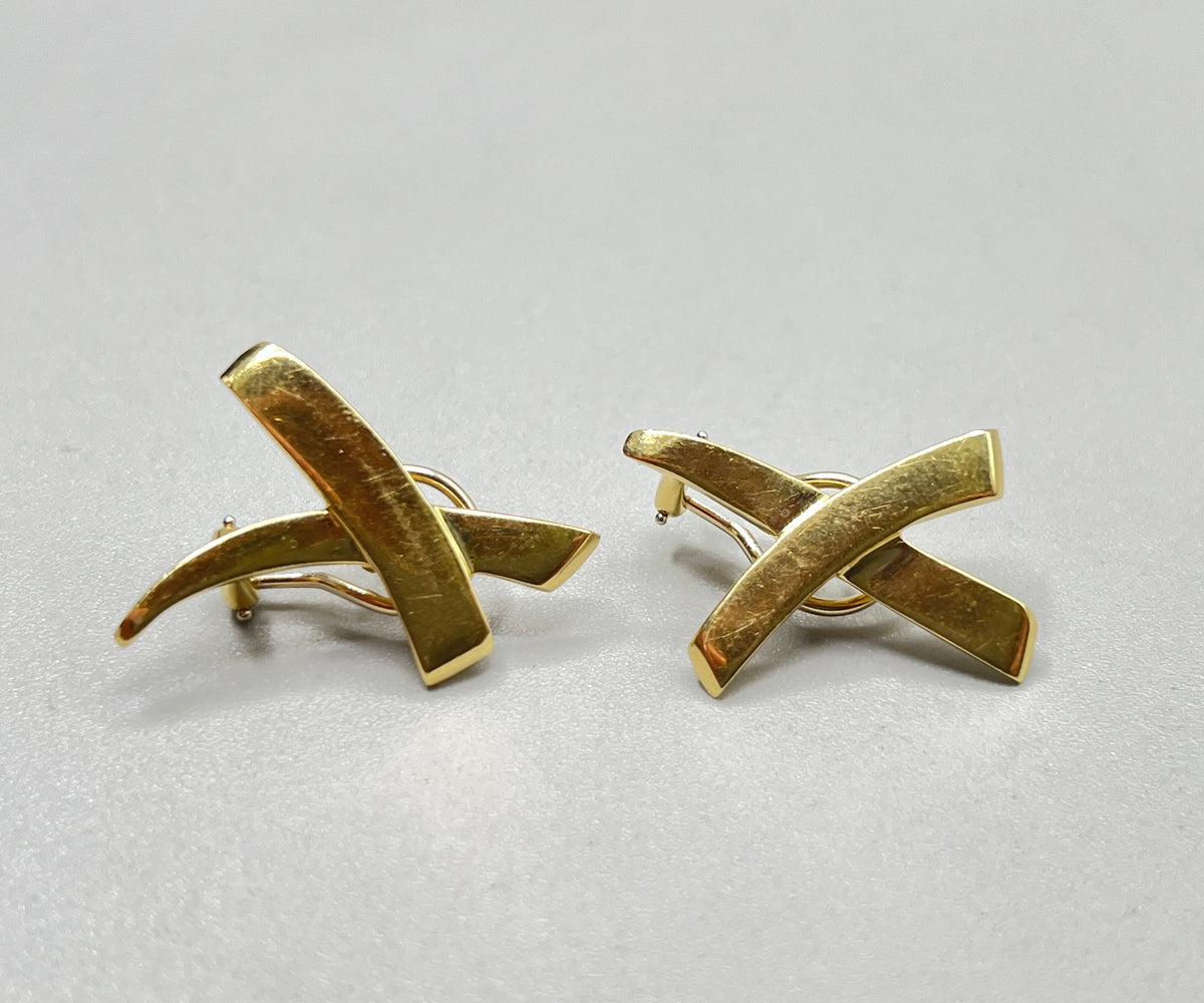 Tiffany & Co. Picasso 18K Yellow Gold Vintage Graffiti X Earrings