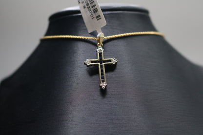 10k Yellow Gold Sapphire w/Diamond Cross Charm