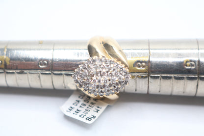 14K Yellow Gold Diamond Cluster Cocktail Ring (Size 7)