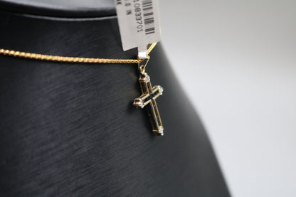 10k Yellow Gold Sapphire w/Diamond Cross Charm