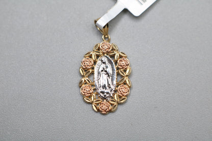 14k Three Tone Virgin Mary Charm