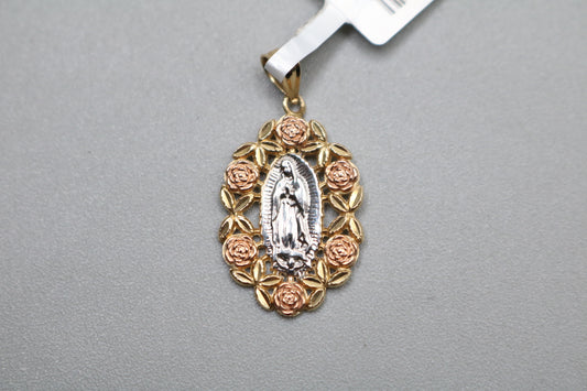 14k Three Tone Virgin Mary Charm