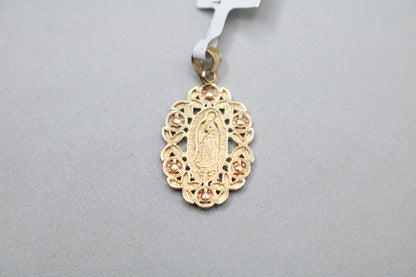 14k Three Tone Virgin Mary Charm