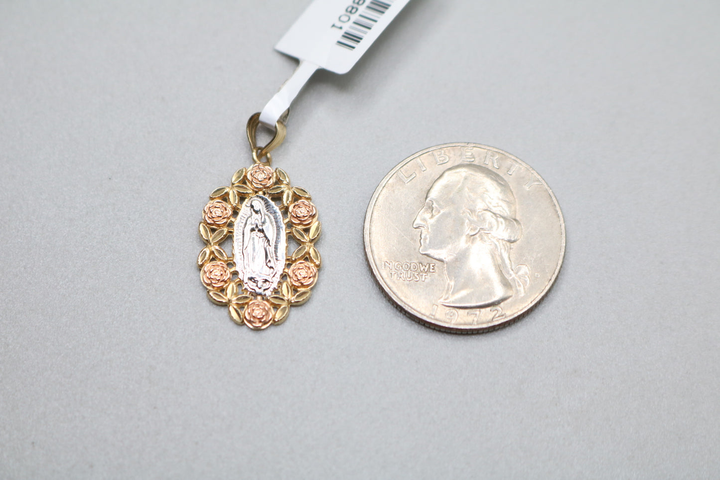 14k Three Tone Virgin Mary Charm