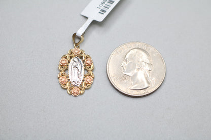 14k Three Tone Virgin Mary Charm