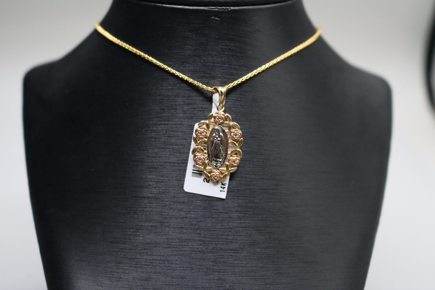 14k Three Tone Virgin Mary Charm
