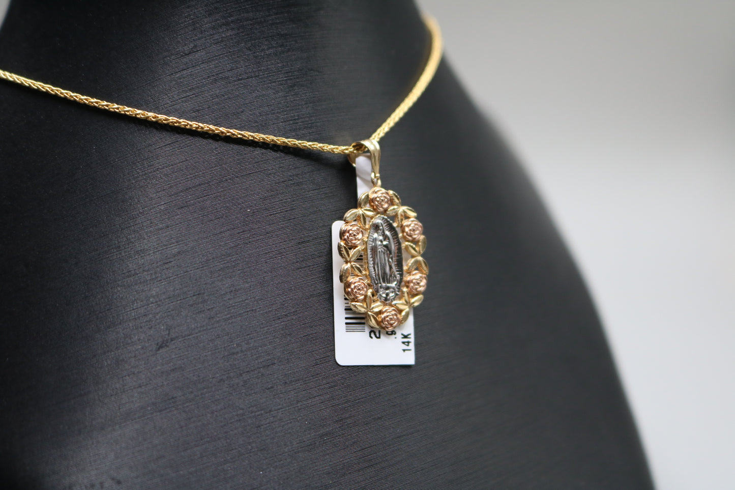 14k Three Tone Virgin Mary Charm