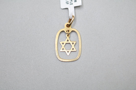 14k Yellow Gold Star of David Charm