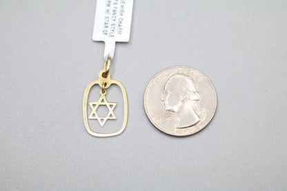 14k Yellow Gold Star of David Charm