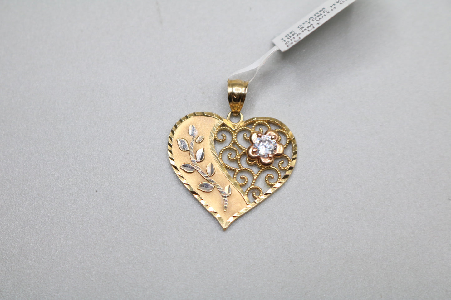 10k Two Tone Heart Charm